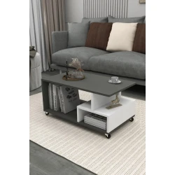 Журнальный стол Ev Plus Endo, ЛДСП, серый/белый, 50х36х86 см Журнальный стол Ev Plus Endo, ЛДСП, серый/белый, 50х36х86 см