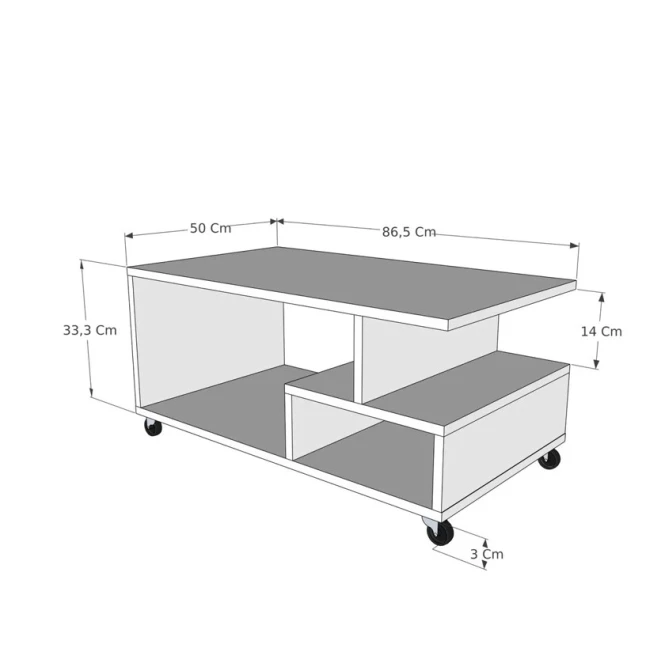 Журнальный стол Ev Plus Endo, ЛДСП, серый/белый, 50х36х86 см