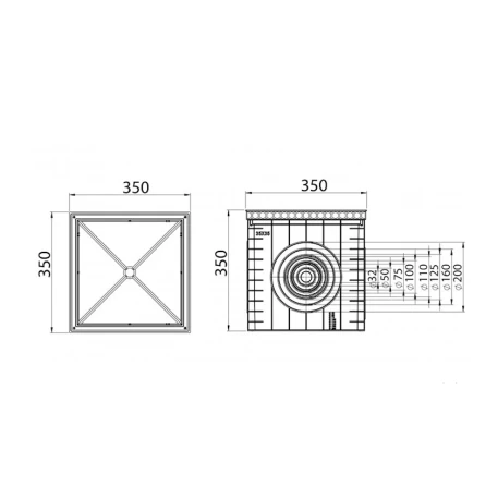 Lyuk qutusu LuxWares, 350x350 mm, plastik