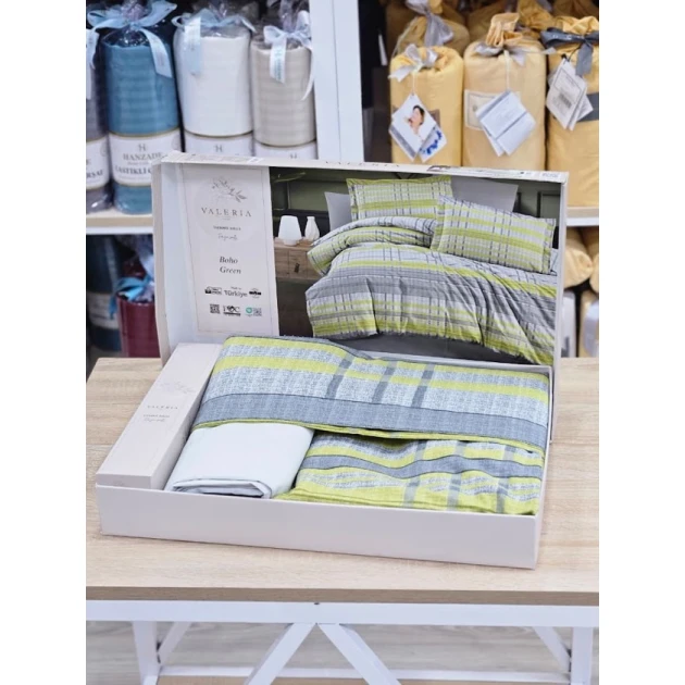 Комплект постельного белья Valeriya SHA-00006264, пододеяльник 200х220 см, простыня 240х260 см, 2 шт наволочки 50х70 см, двуспальный, хлопок, разноцветный