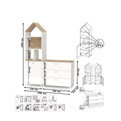 Stellaj 3563_L-M 2StellajEypWh-son, 138,8x41,5x183,8 sm, LDSP, ağ Stellaj 3563_L-M 2StellajEypWh-son, 138,8x41,5x183,8 sm, LDSP, ağ