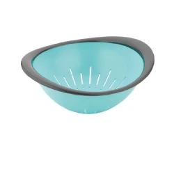 Дуршлаг Qlux L-00493, 26 см, пластик/силикон, бирюзовый/серый