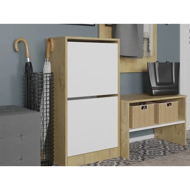 Ayaqqabı üçün tumba Art Mebel 31, laminat, ağ, 80х60х30 sm Ayaqqabı üçün tumba Art Mebel 31, laminat, ağ, 80х60х30 sm