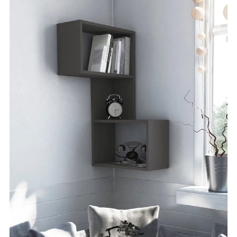 Настенная полка Art Mebel 199, ламинат, 82х47х20 см, серая