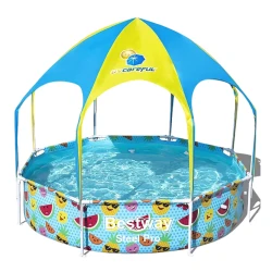 Детский каркасный бассейн Bestway 56432, круглый, оранжевый; диаметр 244 см, глубина 51 см, объем 1688 л