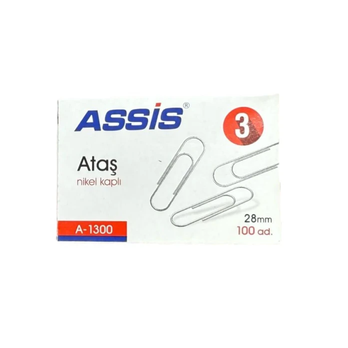 Скрепки Assis, 28 мм, серебристые, 100 шт Скрепки Assis, 28 мм, серебристые, 100 шт