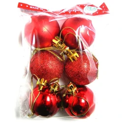 Набор елочных игрушек PR-1469, 6 шт, красный Набор елочных игрушек PR-1469, 6 шт, красный