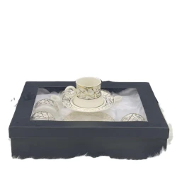 Кофейный сервиз Yağmur SHA-00003399, белый/золотистый, 6 чашек, 6 блюдец