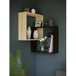 Настенная полка Art Mebel 165, ламинат, 72х52х18 см, бежевая/коричневая Настенная полка Art Mebel 165, ламинат, 72х52х18 см, бежевая/коричневая