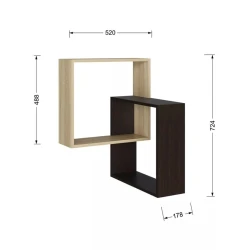 Настенная полка Art Mebel 165, ламинат, 72х52х18 см, бежевая/коричневая Настенная полка Art Mebel 165, ламинат, 72х52х18 см, бежевая/коричневая