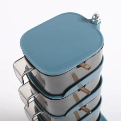 Ədviyyatlar üçün saxlama qabı dəsti QSQ-05PB, plastik, tünd göy/şəffaf