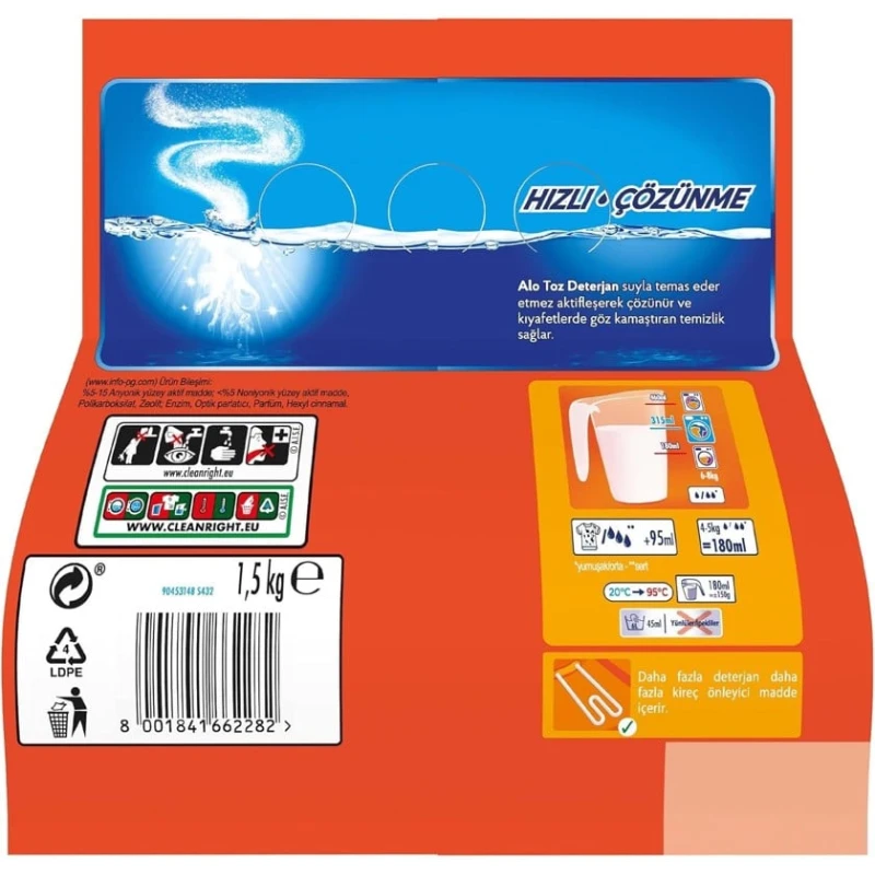 Yuyucu toz Alo Snow Flower, ağ və rəngli çamaşırlar üçün, 1.5 kq Yuyucu toz Alo Snow Flower, ağ və rəngli çamaşırlar üçün, 1.5 kq