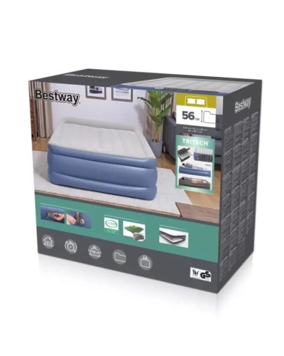 Şişmə çarpayı Bestway 67614, PVC, göy, 152x203x56 sm