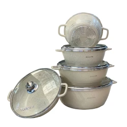 Набор кастрюль SAASKM-10, гранит, 20/24/28/28/32 см, 10 предметов, бежевый Набор кастрюль SAASKM-10, гранит, 20/24/28/28/32 см, 10 предметов, бежевый