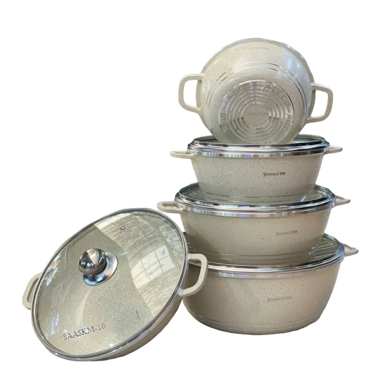 Набор кастрюль SAASKM-10, гранит, 20/24/28/28/32 см, 10 предметов, бежевый