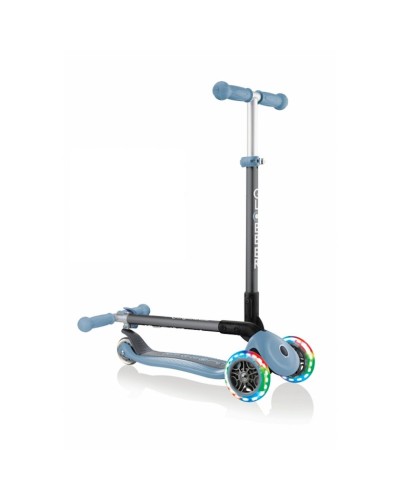 Samokat-kikbord Globber Primo Foldable Lights, uşaqlar üçün, 3 yaşdan, maksimal çəki 50 kq, kül-göy