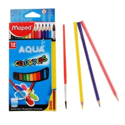 Набор цветных карандашей Maped Color'Peps Aqua, кисть в наборе, 12 шт