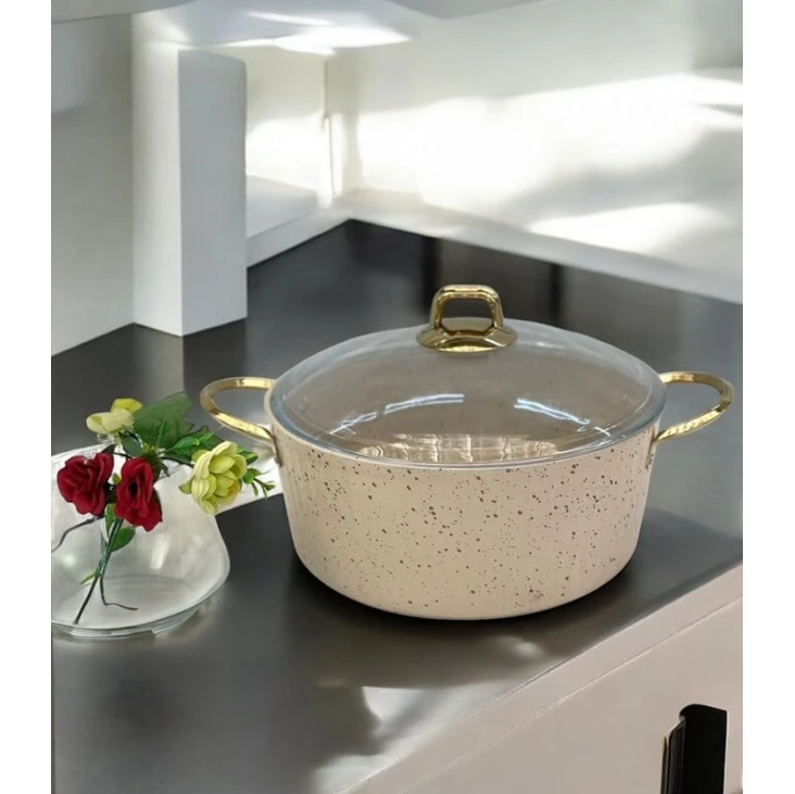 Кастрюля Gallery Home GH-000055, гранит, коричневая, 20 см