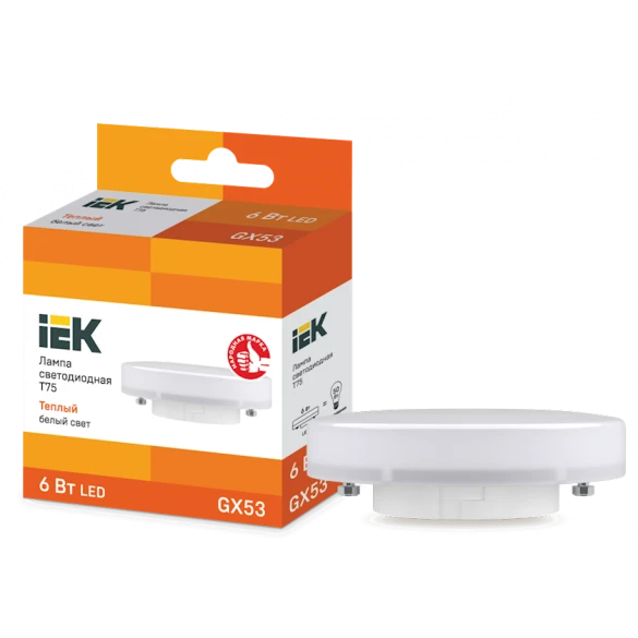 Светодиодная лампа IEK T75 GX53 6W 3000K Светодиодная лампа IEK T75 GX53 6W 3000K