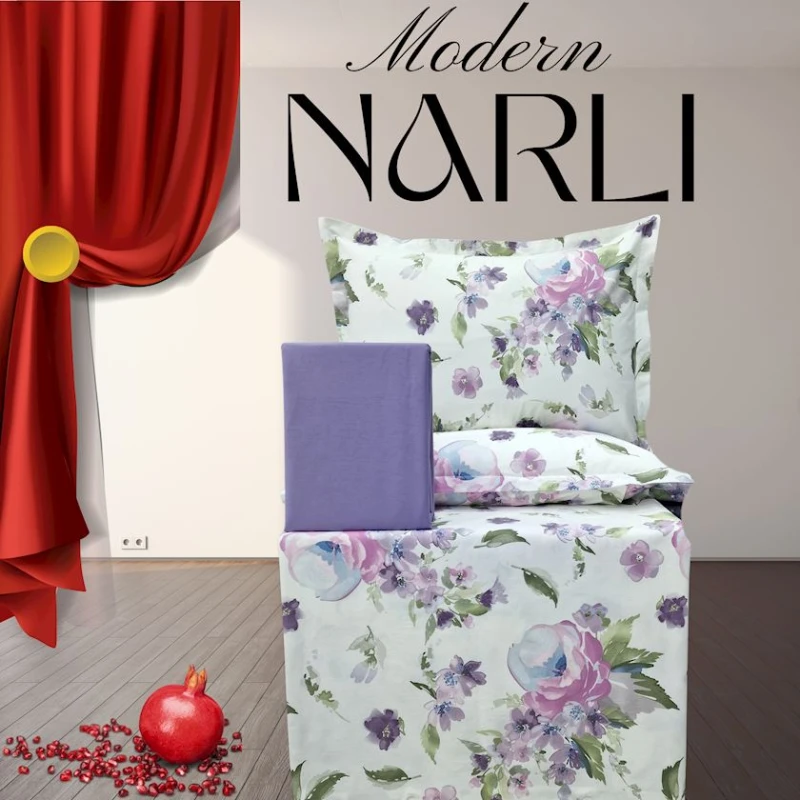 Комплект постельного белья Narlı 1156, пододеяльник 200x220 см, простыня 240х260 см, наволочки 50х70 см, двуспальный, хлопок, разноцветный