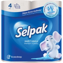 Бумажные кухонные полотенца Selpak, 3 слоя, 4 рулонов