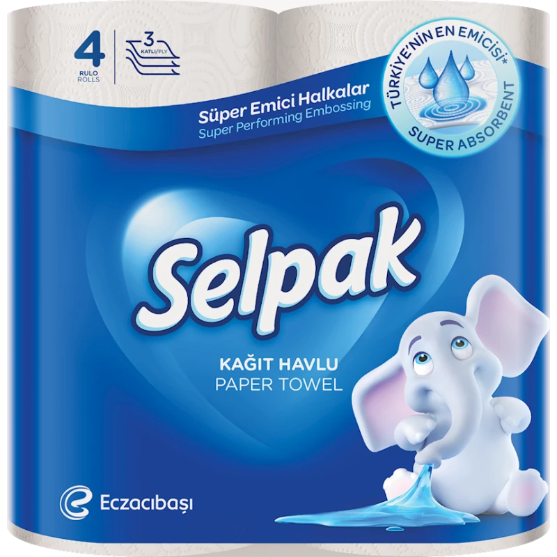 Бумажные кухонные полотенца Selpak, 3 слоя, 4 рулонов Бумажные кухонные полотенца Selpak, 3 слоя, 4 рулонов