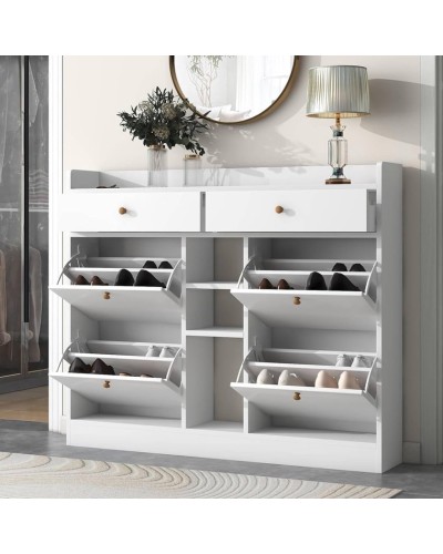 Ayaqqabı üçün tumba Art Mebel 83, laminat, ağ, 130х110х30 sm