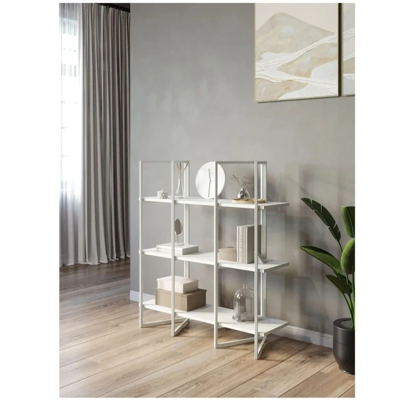 Стеллаж 3563_LoftSizWWhite, 90x30x100 см, ЛДСП, белый