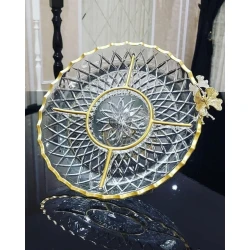 Менажница Gallery Home GLR-047, прозрачная/золотистая, 29 см