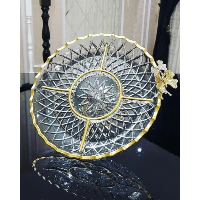 Менажница Gallery Home GLR-047, прозрачная/золотистая, 29 см Менажница Gallery Home GLR-047, прозрачная/золотистая, 29 см