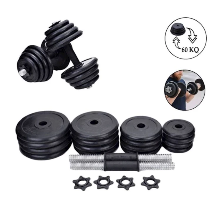 Набор гантелей TA sport WS0007, 2 шт x 30 кг, резина, черные Набор гантелей TA sport WS0007, 2 шт x 30 кг, резина, черные