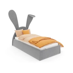 Односпальная кровать Art_tek_yataq(120) 33, ламинат/текстиль, серая, 200x85x120 см