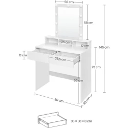 Туалетный столик Art Mebel 88, ламинат, белый, 145x80x40 см Туалетный столик Art Mebel 88, ламинат, белый, 145x80x40 см