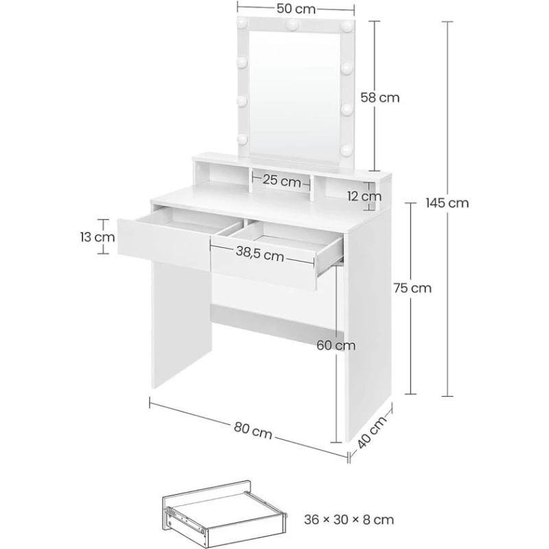 Туалетный столик Art Mebel 88, ламинат, белый, 145x80x40 см Туалетный столик Art Mebel 88, ламинат, белый, 145x80x40 см