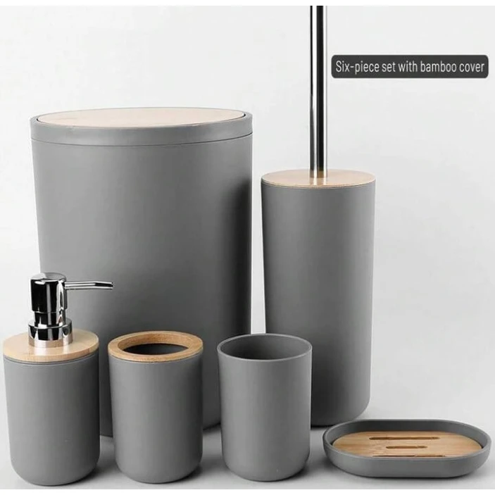Набор для ванной, пластик, серый, 6 шт