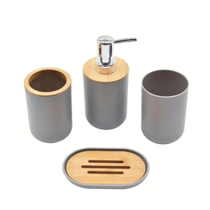 Набор для ванной, пластик, серый, 6 шт