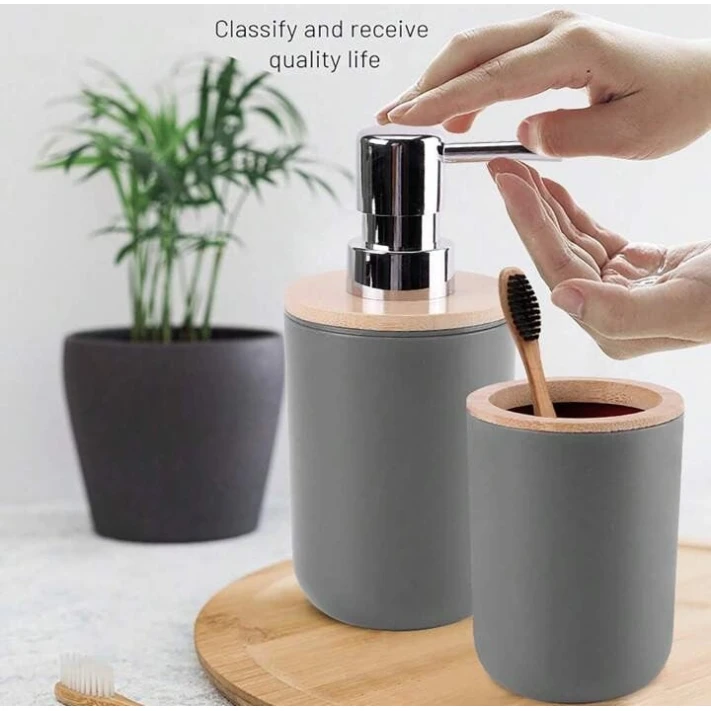 Набор для ванной, пластик, серый, 6 шт