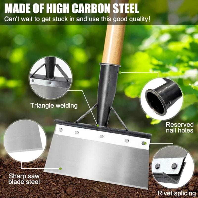 Лопата садовая Ymifeey, легированная сталь, серебристая/черная, 20x11 см Лопата садовая Ymifeey, легированная сталь, серебристая/черная, 20x11 см