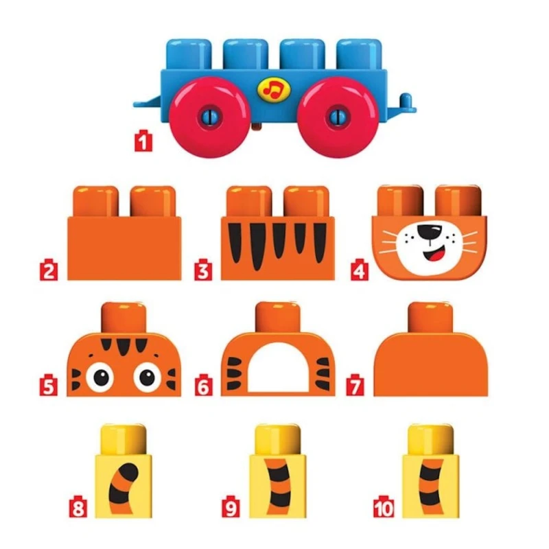 Тигренок-конструктор Азбукварик Talky Blocks кнопочка, 10 деталей