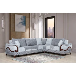 Угловой диван Woodpecker Riga, светло-серый, 318x234x84x85 см