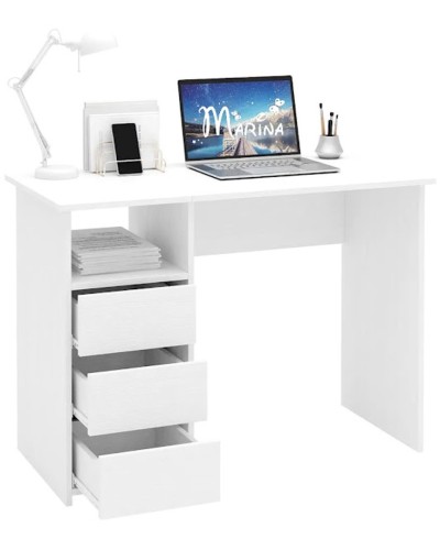 Kompüter masası Marina 3563_M25Stol3PlokiOtkritiyWh, LDSP, 75x52x104 sm, ağ