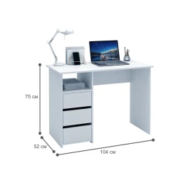 Компьютерный стол Marina 3563_M25Stol3PlokiOtkritiyWh, ЛДСП, 75x52x104 см, белый
