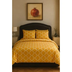 Комплект постельного белья Narlı 1474, простыня 240x260 см, пододеяльник 200x220 см, наволочки 50x70 см 2 шт, поликоттон, двуспальный, желтый