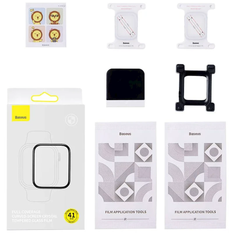 Защитное стекло для смарт-часов Baseus Curved-screen Tempered Glass для Apple Watch 41 мм, 2 шт.