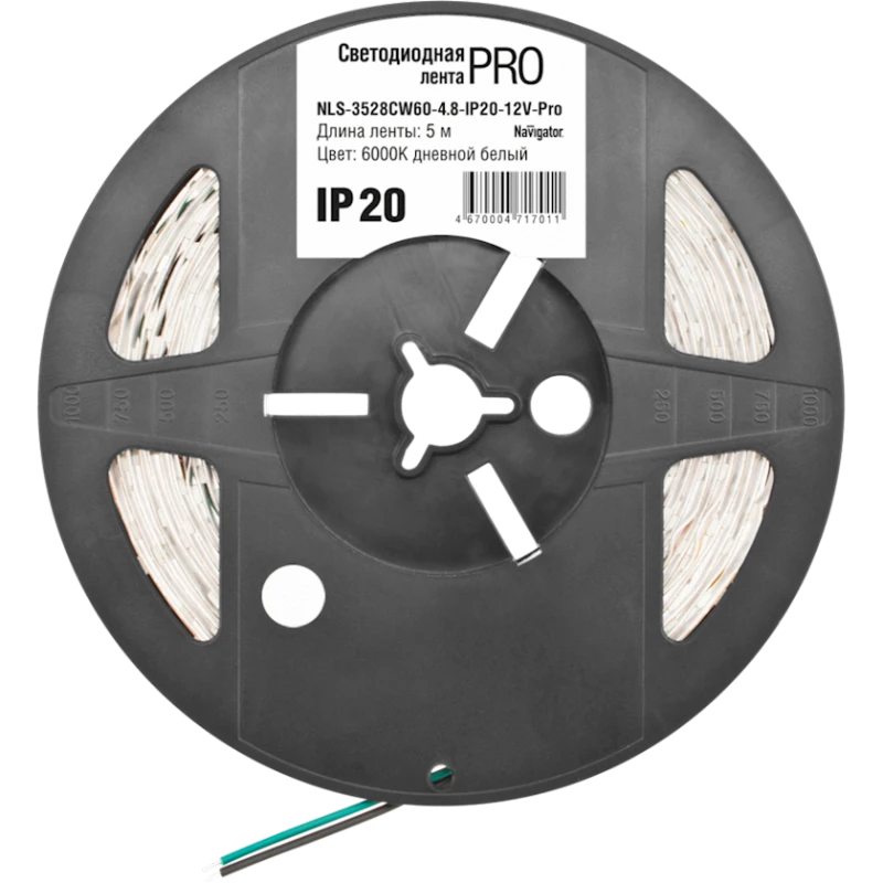 LED лента Navigator NLS-12V-PRO, 4.8Вт, IP20, 60шт/м, 5000x8мм, дневной белый LED лента Navigator NLS-12V-PRO, 4.8Вт, IP20, 60шт/м, 5000x8мм, дневной белый