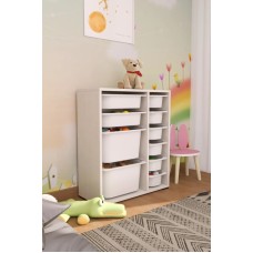 Dəst oyuncaqlar üçün şkaf + saxlama üçün səbətlər 10 əd Pratico I39018, ağ, 83х69.5х30 sm