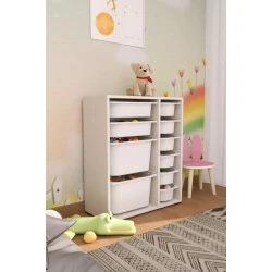 Dəst oyuncaqlar üçün şkaf + saxlama üçün səbətlər 10 əd Pratico I39018, ağ, 83х69.5х30 sm