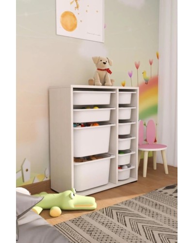 Dəst oyuncaqlar üçün şkaf + saxlama üçün səbətlər 10 əd Pratico I39018, ağ, 83х69.5х30 sm