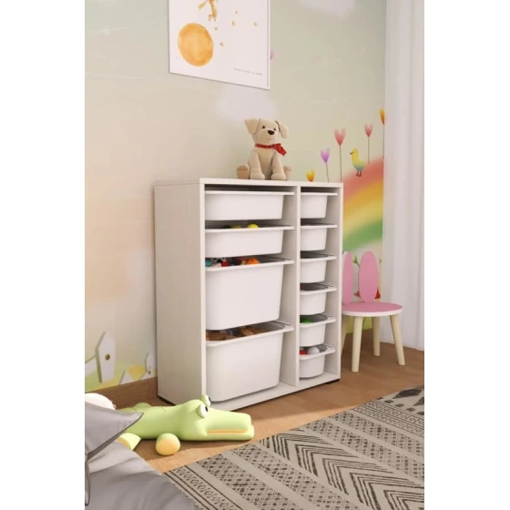 Dəst oyuncaqlar üçün şkaf + saxlama üçün səbətlər 10 əd Pratico I39018, ağ, 83х69.5х30 sm Dəst oyuncaqlar üçün şkaf + saxlama üçün səbətlər 10 əd Pratico I39018, ağ, 83х69.5х30 sm