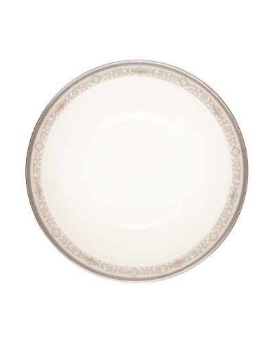Stol servizi Gipfel ARGENTO 40988 6 nəfərlik, 19 məhsul: yemək boşqabı 27sm, 6əd, qəlyanaltı boşqabı, 23sm, 6əd, şorba boşqabı, 23, 5sm, 6əd, salat üçün qab, 24sm, 1əd. Rəng: ağ gümüşü kant ilə. Material: premium farfor